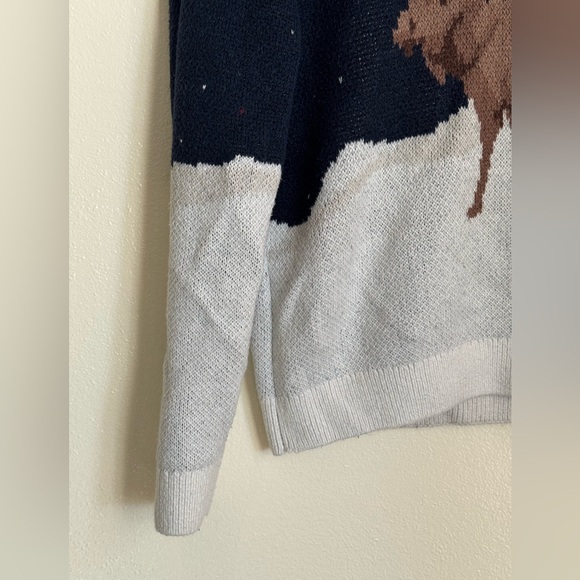 Abercrombie Kids Holiday Moose Crew Sweater Navy Christmas Knit Size 13/14 - Picture 5 of 10